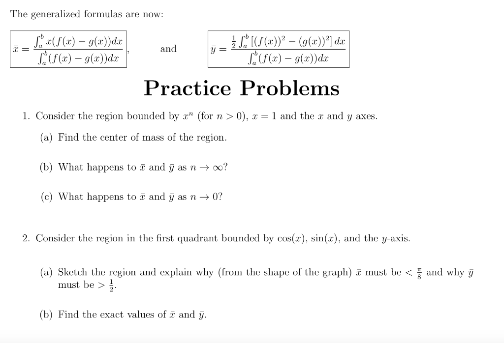 Solved The Generalized Formulas Are Now R F X G Z Dr Chegg Com