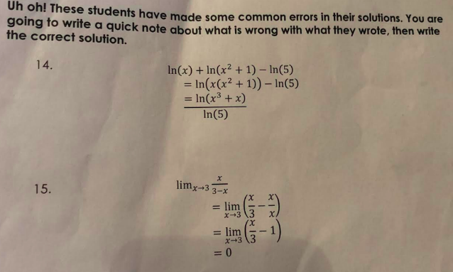 Solved Uh Oh These Student Going To Writ The Correct Sol Chegg Com