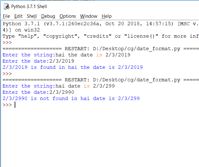 Python 3.7.1 Shell Eile Edit Shell Debug Options Window Help Python 3.7.1 (v3.7.1:260ec2c36a, Oct 20 2018, 14:57:15) [MSC v.