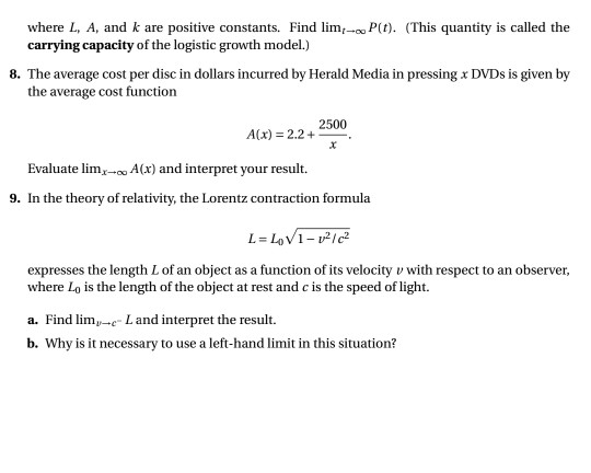 Solved 1 Evaluate The Following Limits 9 A Lim B Lim Chegg Com