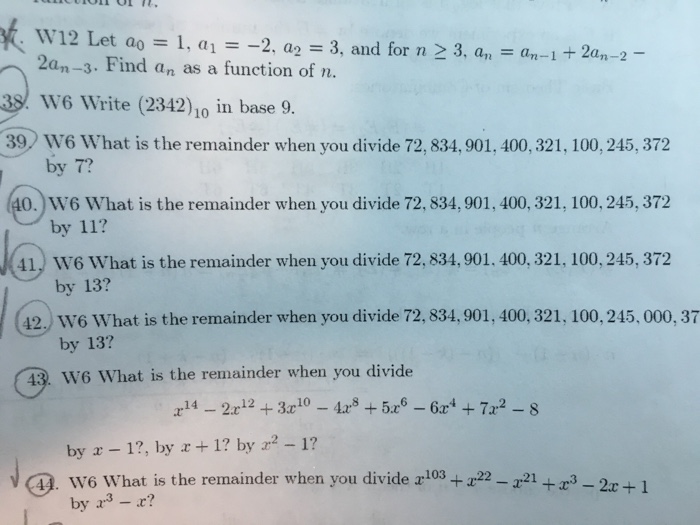 Solved W12 Let Ao1 A 2 3 And For N 2 3 Anan 1 2an Chegg Com