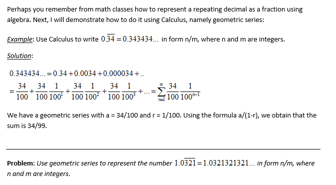 Solved Perhaps You Remember From Math Classes How To Repr Chegg Com