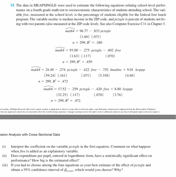 Solved 13 The Data In Meapsingle Were Used To Estimate Th Chegg Com