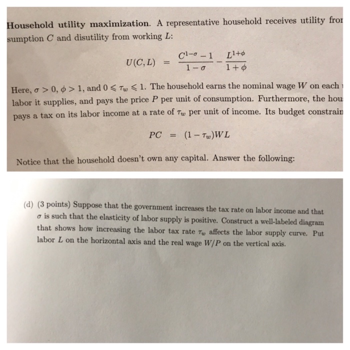 Solved Household Utility Maximization A Representative H Chegg Com