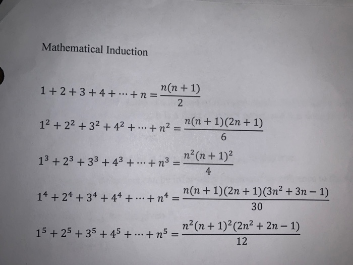 Solved Mathematical Induction 1 2 3 4 N 12 22 32 Chegg Com
