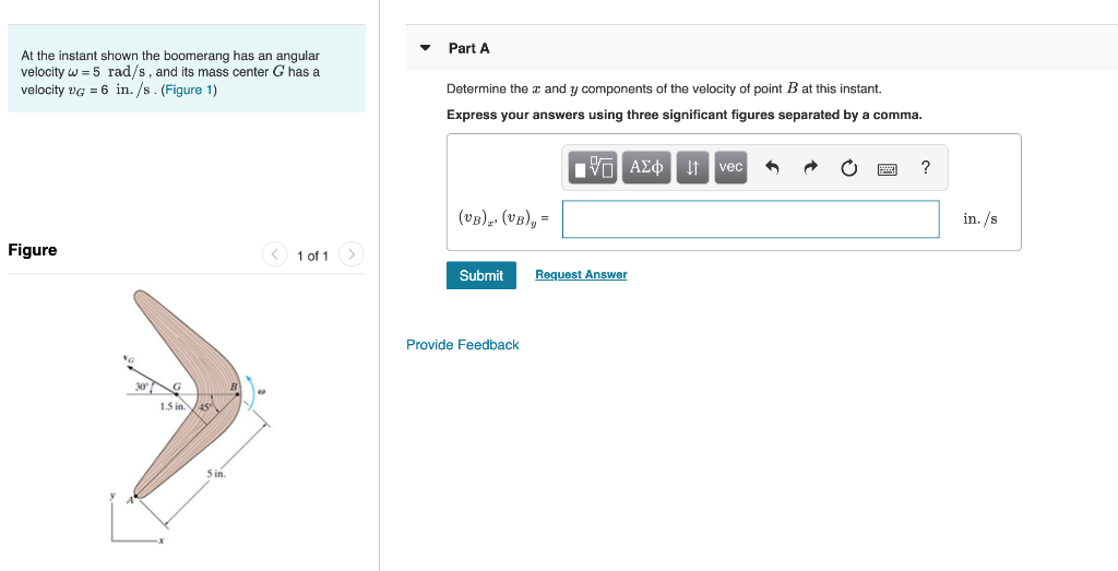 Solved V Part A At The Instant Shown The Boomerang Has An Chegg Com