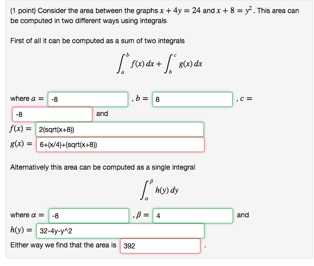 Solved Consider The Area Between The Graphs X 4y 24x 4y 24 Chegg Com