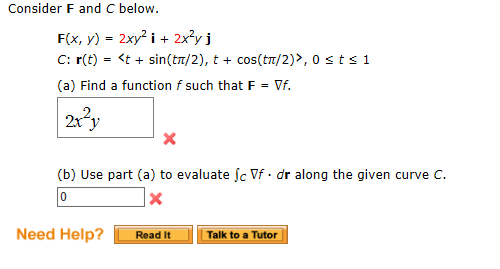 Solved Consider F And C Below F X Y 2xy2i 2x2y J C Chegg Com