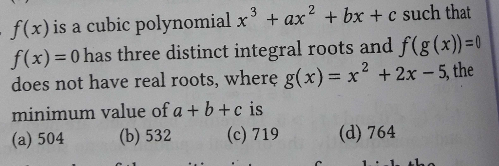 F X Is A Cubic Polynomial X3 Ax2 Bx C Such That Chegg Com