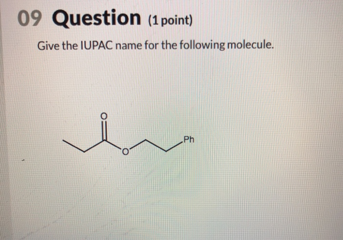 09 Question 1 Point Give The Iupac Name For The Chegg 