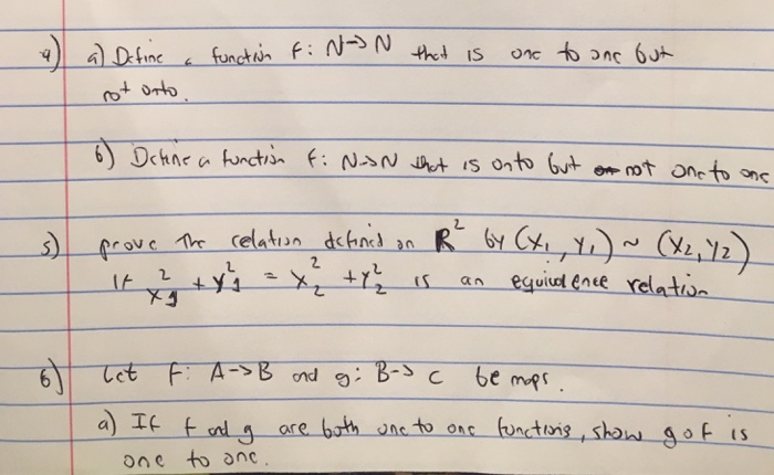 Solved Define A Function F N Rightarrow N That Is One To Chegg Com