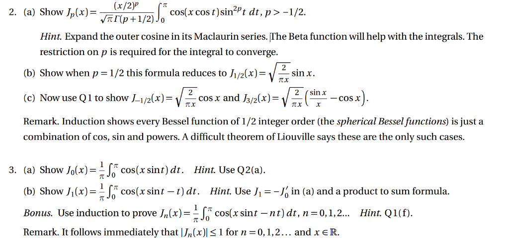 Solved A Show Jp X At P 1 2 Jo Cos X Cos T Sin2 T Dt Chegg Com