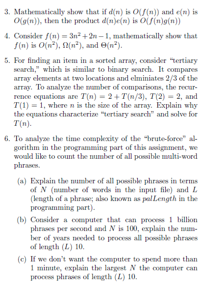 Solved 3 Mathematically Show That If D N Is O F N And Chegg Com