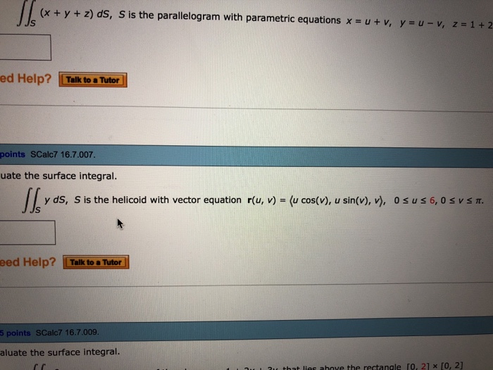 Solved X Y Z Ds S Is The Parallelogram With Parame Chegg Com