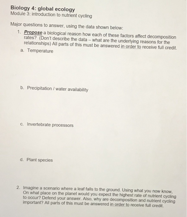 Solved Biology 4 Global Ecology Module 3 Introduction T Chegg Com