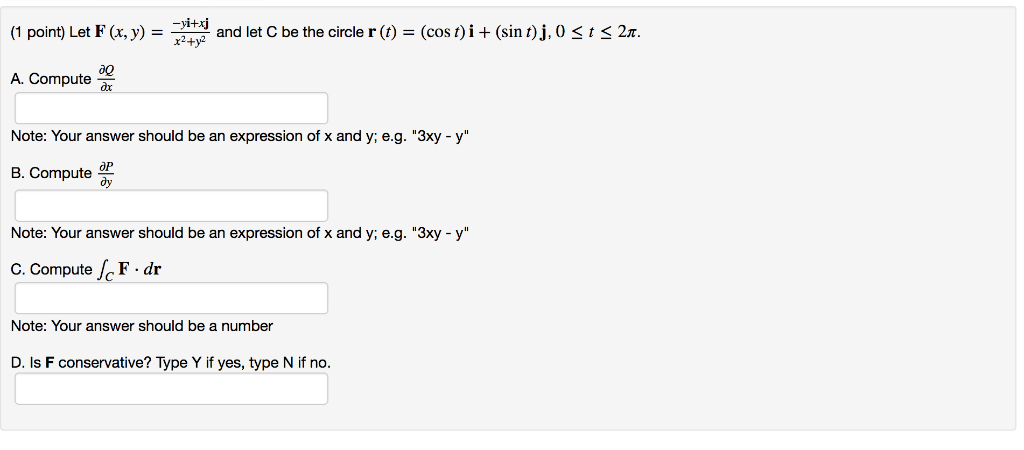 Solved 1 Point Let F X Y 국면 And Let C Be The Circle Chegg Com