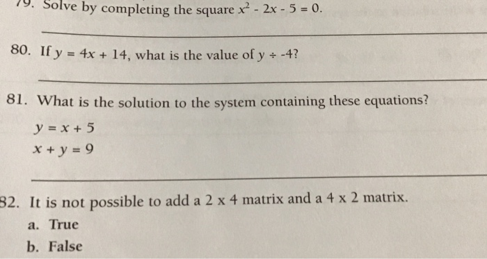 Solved By Completing The Squarex 2x 5 0 79 Solve 80 If Chegg Com