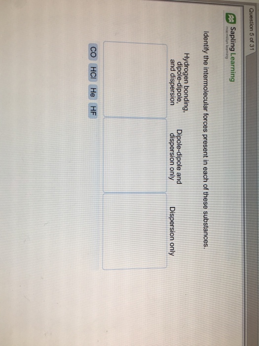 Solved Question 5 Of 31 Sapling Learning Identify The Int