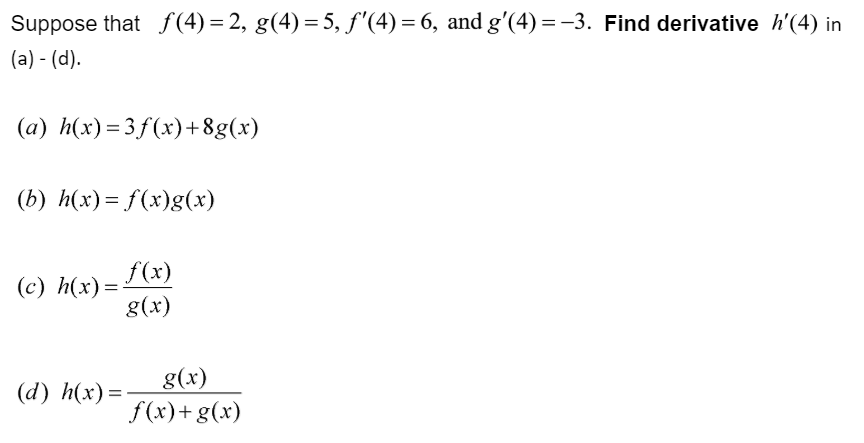 Suppose That F 4 2 G 4 5 F 4 6 And G 4 3 Find Chegg Com