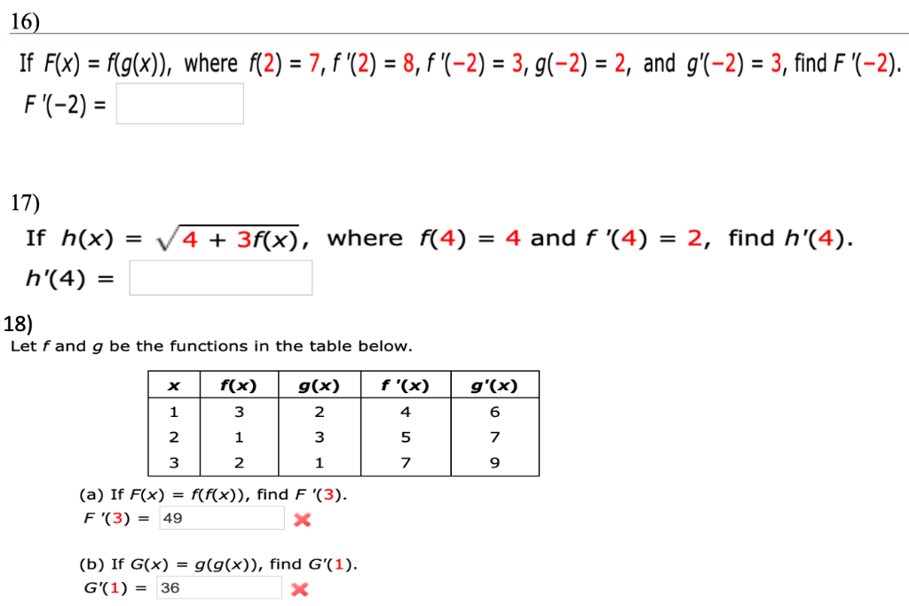 Solved 16 If F X Fg X Where F 2 7 F 2 8 F 2 3 Chegg Com