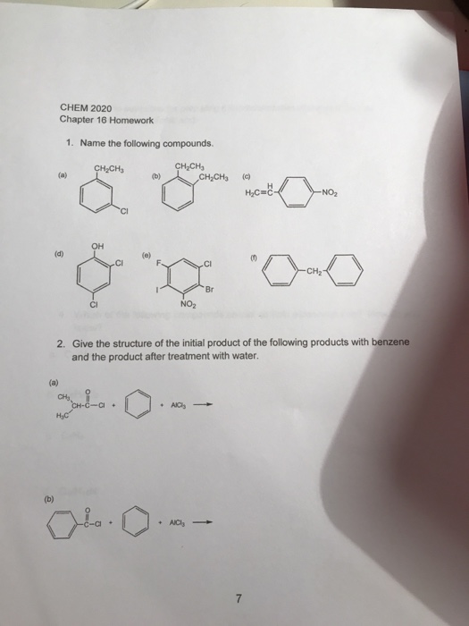 Chem Chapter 16 Homework 1 Name The Following Chegg Com