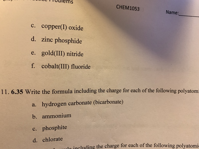 Solved 10 6 29 Write The Formula For Each Of The Following Chegg Com