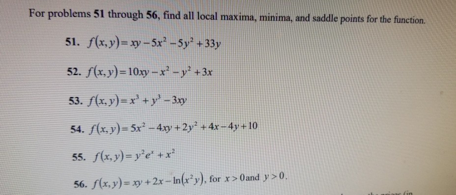 Solved For Problems 51 Through 56 Find All Localm 51 Chegg Com