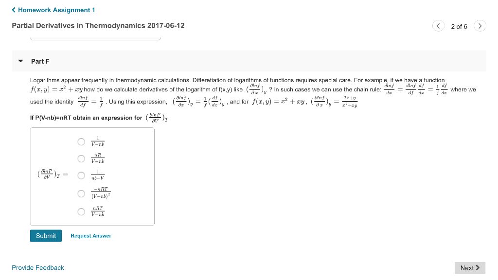 Solved Lnp V T Calculate P V T Calculate P Chegg Com