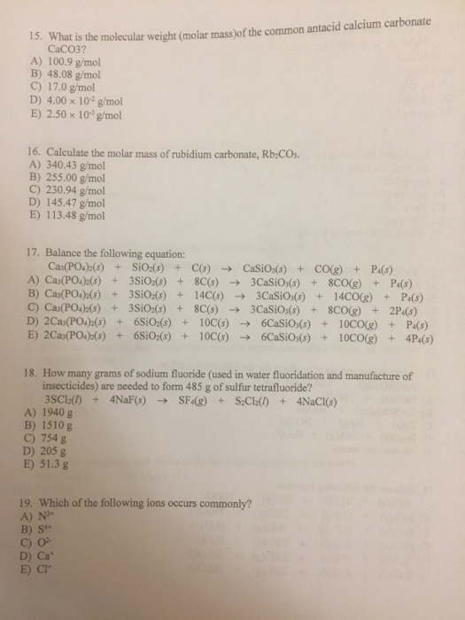 Solved 5. Which Of The Following Ions Occurs Commonly? A
