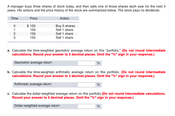 Solved A Manager Buys Three Shares Of Stock Today And Th