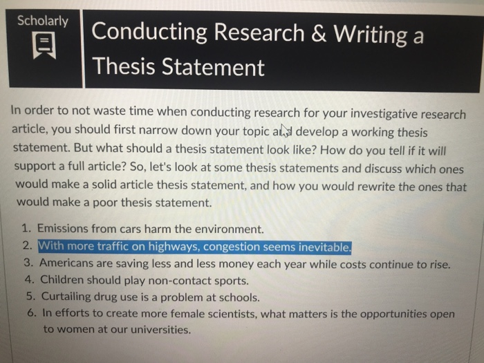 Example of working thesis picture