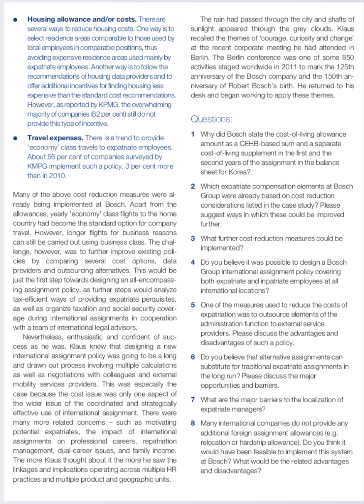 Solved Please Read The Case Study Titled Expatriate Comp