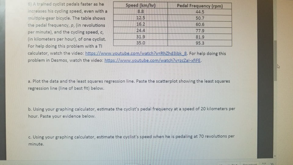 Solved 6 A Trained Cyclist Pedals Faster As Hespeed Km Chegg Com