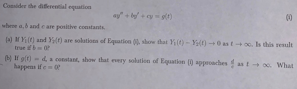 Consider The Differential Equation Ay By Cy Chegg Com