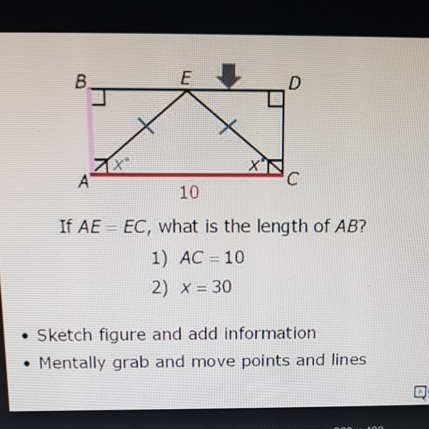 Solved 10 If Ae Ec What Is The Length Of Ab 1 Ac 10 2 Chegg Com