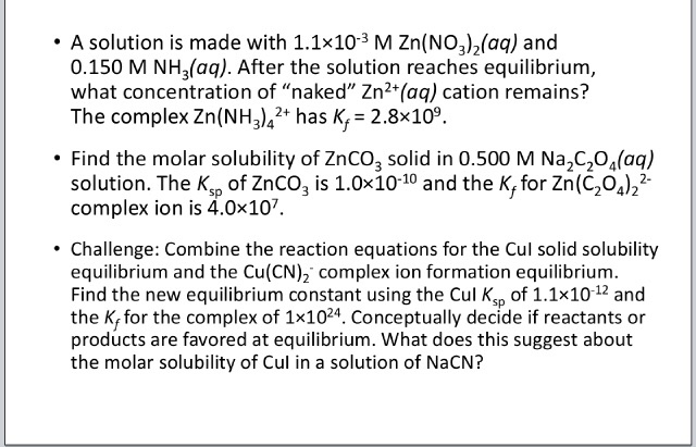 Solved: 5. A Solution Is Made 1.1 X 103 M In Zn(NO3)2 And 