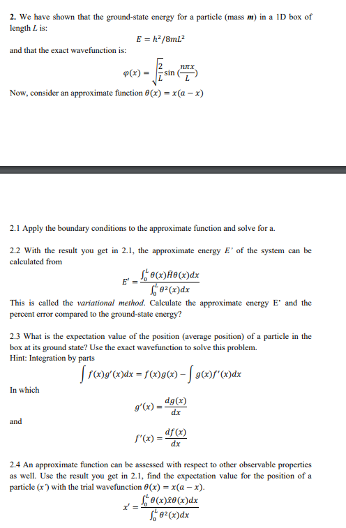 2. We have shown that the ground-state energy for a | Chegg.com