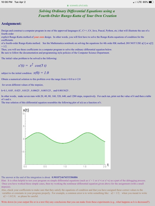 Solved 10 06 Pm Tue Apr 2 11 Lte 65 Sceweb Uhcl Edu Sol