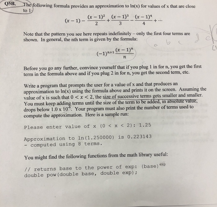 Solved Q5b E Following Formula Provides An Approximation Chegg Com