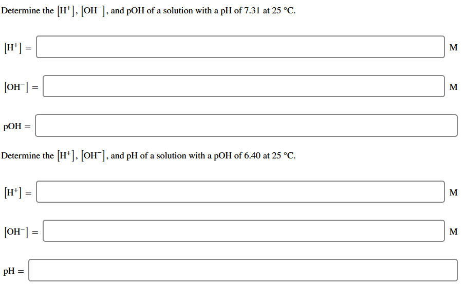 Solved Determine The Oh Ph And Poh Of A Solution With A Chegg Com