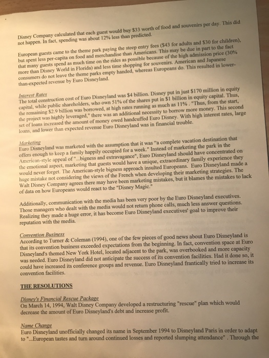 Disneyland paris case study answers image