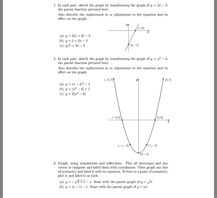 Solved 1 In Each Part Sketch The Graph By Transforming