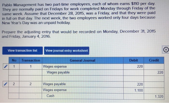 Pablo Management Has Two Part Time Employees Each Of Chegg 