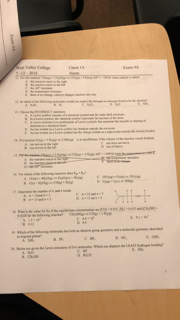 College The 7-12-2018 Reaction Solved: Valley 11. For ... West