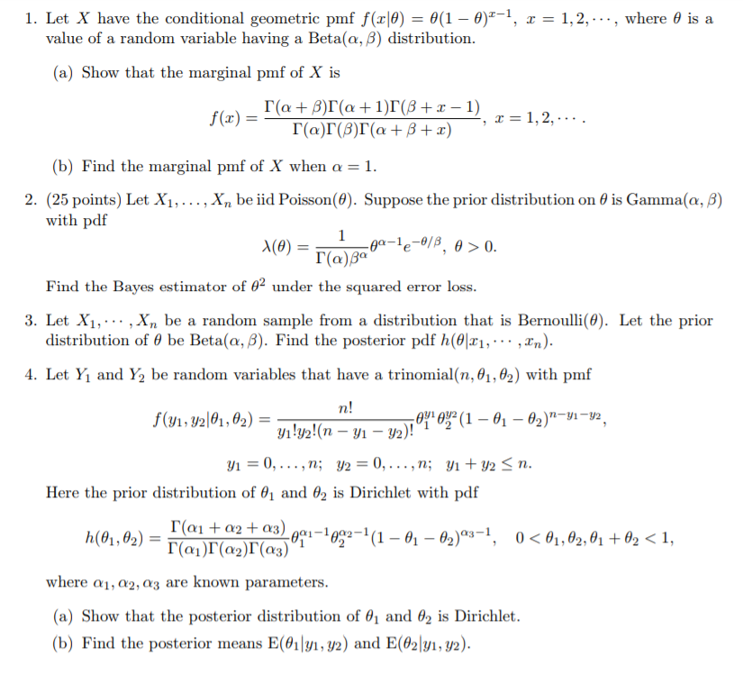 Solved 1 Let X Have The Conditional Geometric Pmf F X10 Chegg Com