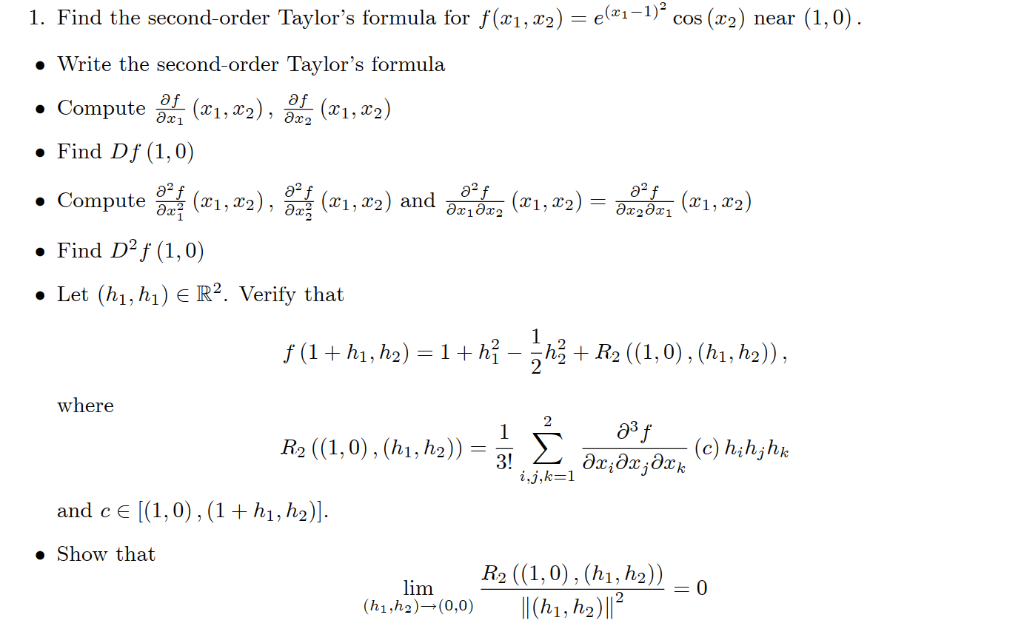 Theorern 0 1 Taylor S Theorem Let F U C Rn R Chegg Com