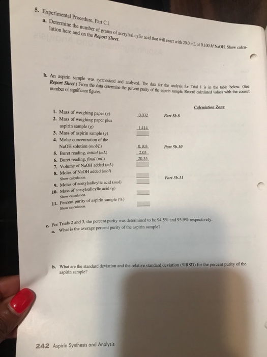 Datelab Sec Name Aspirin Synthesis And Analysis An Chegg 