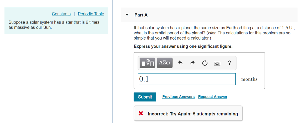 Solved Constants Periodic Table Part A Suppose A Solar