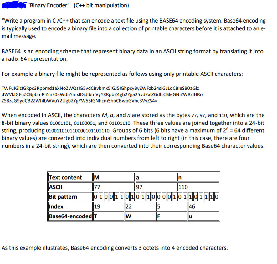 Binary Encoder C Bit Manipulation Write A P Chegg Com