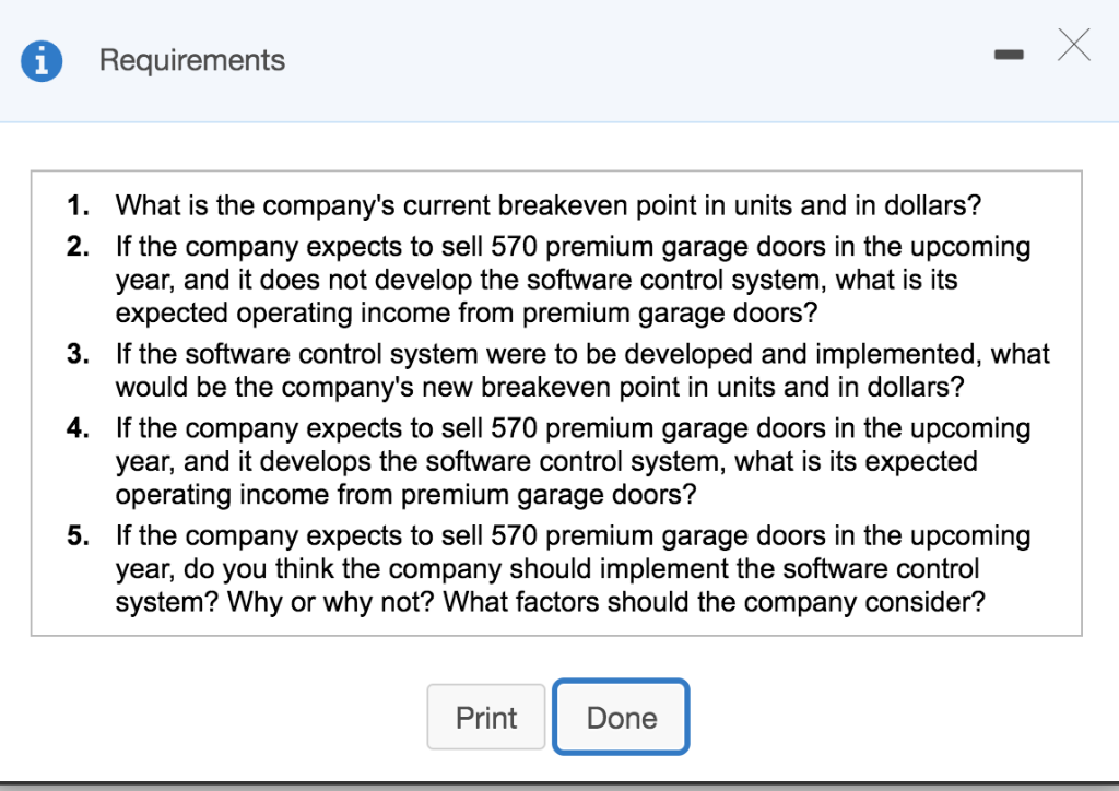 Solved Killngton Garage Doors Manufactures A Premium Gara